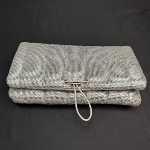 Steven Madden Purse Clutch Crossbody Evening Silver Crystal Sparkle Rhinestone